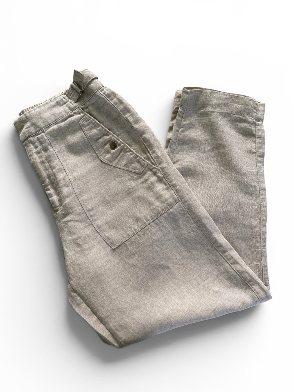 Athleta Voyager Linen Cropped Pants in Natural Beige • 100% Linen • Size 4